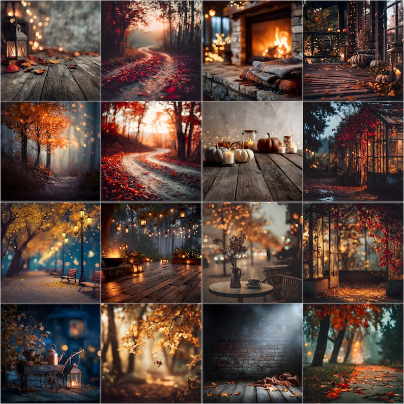100 Autumn Digital Backdrops, Fall Photography Backgrounds, Photoshop ...