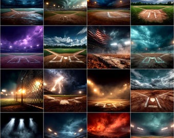 125 Baseball & Softball Backdrops, Stadium Lights Backgrounds, Baseball Field Background, Senior Night Sport Poster Banner, Digital Download