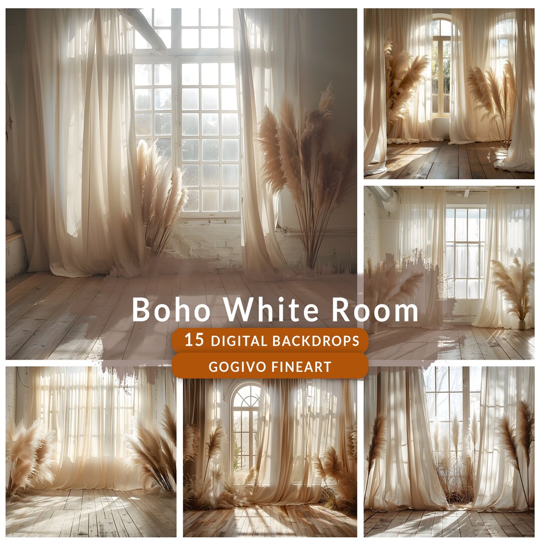 White Boho Digital Backdrops | Maternity Portrait Studio Photography ...