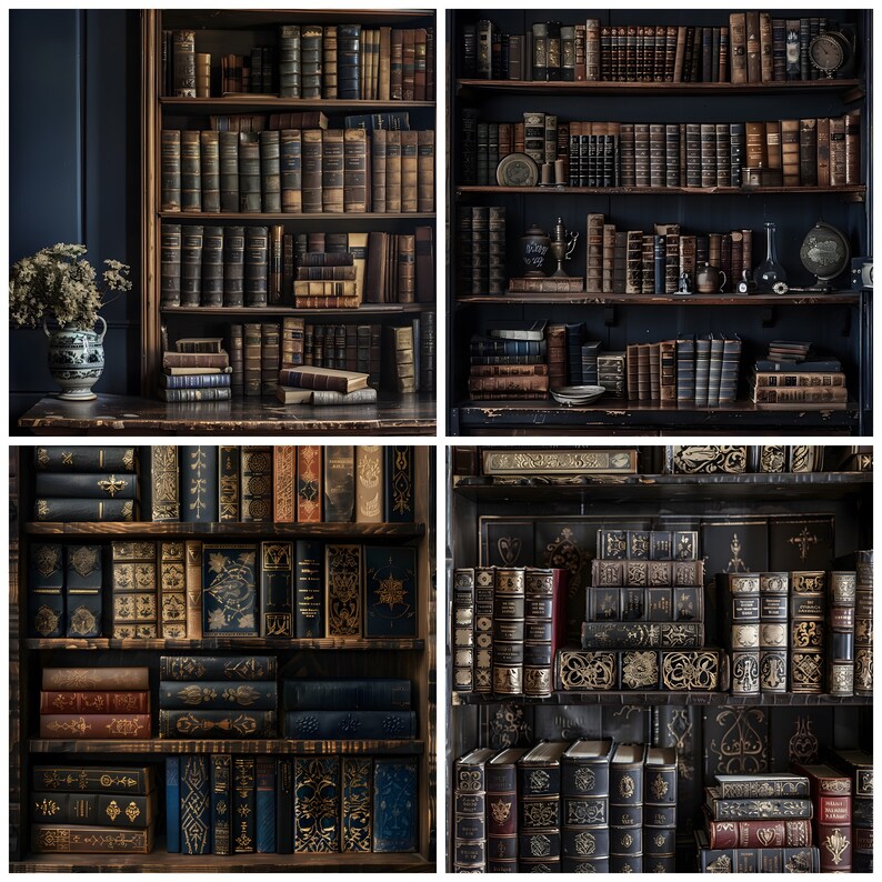Vintage Bookshelf Digital Photo Backdrop, Bookcase Backdrop, Graduation ...