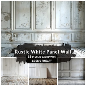 Conjunto de fondo digital de pared de panel blanco rústico Superposiciones de fondo digital de maternidad Fondo de retrato de estudio Textura de bellas artes Superposición de Photoshop