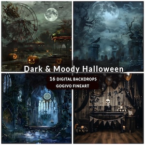 Halloween digital backdrop Scary Halloween digital photo background in dark and moody theme, Horror Photography backdrops, Digital download