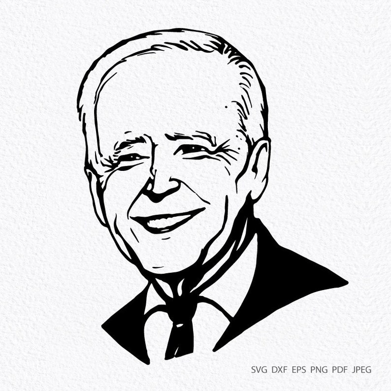 Joe Biden president van de Verenigde Staten Portret silhouet Vector Clipart Illustratie Digital Artwork Sublimation Design Direct downloaden afbeelding 1