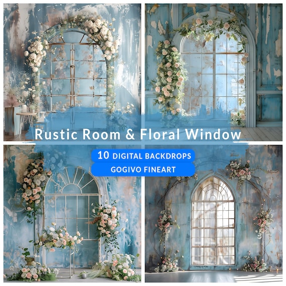 Blue Green Digital Portrait Backdrop