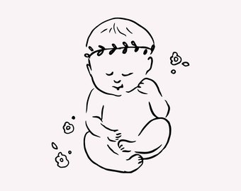 Newborn Baby Vector Clipart New Baby Twin illustration Hand Drawn Line Drawing Vector Clip Art eps svg png Digital Files | Instant Download