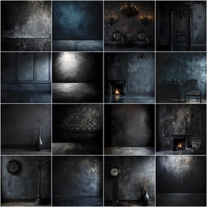 65 Old Master Studio Background Black Digital Backdrops Overlays for Maternity Wedding Photography Fine Arts Texture Photoshop Background