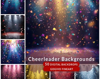 Cheerleader Digital Backdrops for Sports Photography Cheer Background For Cheer Banner, School Sports, Senior Portrait Photo Gift