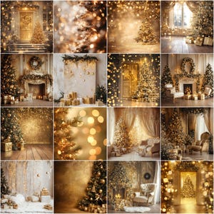 Christmas Gold Studio Digital Backgrounds, Christmas Bokeh Digital ...