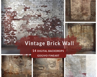 Vintage baksteen Grunge digitale fotografie achtergronden moederschap digitale Studio achtergronden, bruiloft achtergrond, Senior achtergronden, Photoshop textuur