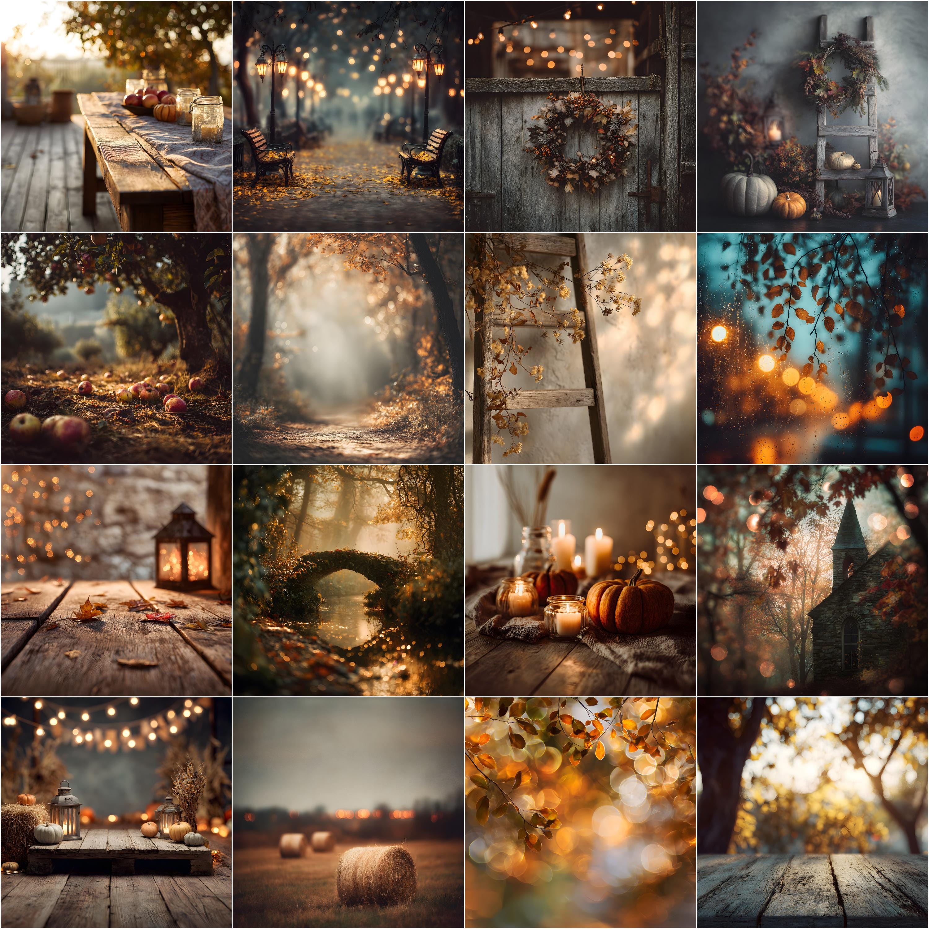 100 Autumn Digital Backdrops, Fall Photography Backgrounds, Photoshop ...
