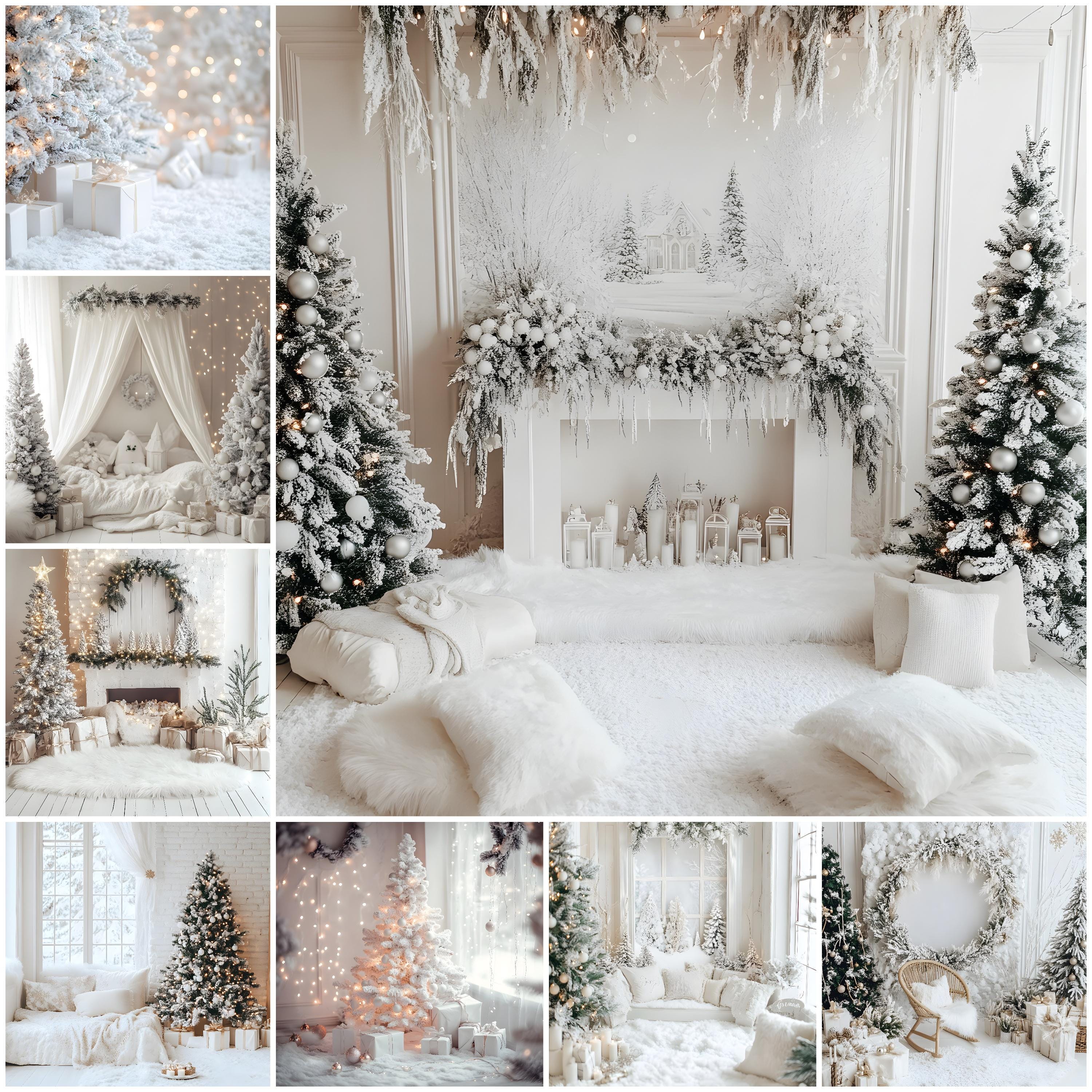 Christmas White Studio Digital Backgrounds, Christmas Digital Backdrops ...
