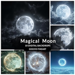 Magical Moon digital backdrop set Maternity digital backdrop overlays Newborn studio portrait photoshop fine art textures digital background