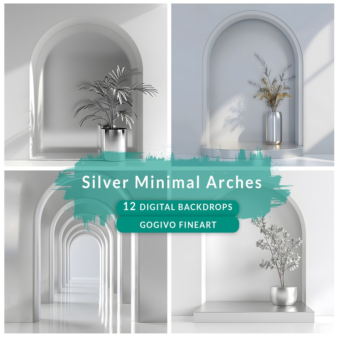 Minimal Silver Arch Digital Backdrops Maternity Digital Photo Backdrop ...
