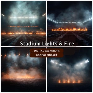 Piątkowe nocne światło Nakładki Stadion Światło Tło Sportowe tła do zdjęć Mgła Dym Ogień Wybuch cząstek, tła do fotografii sportowej