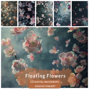 Floating flowers Backgrounds Digital Backdrop Overlay Maternity Backdrop Digital Floral Overlays Newborn Studio Backdrop Photoshop Overlays
