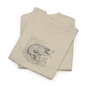 Brown Trout Taking Dry Fly Fishing T-Shirt - Men&#39;s Fly Fisherman Tee - Fishing Dad Gift - Unique Fly Fishing Apparel - Fly fisherman gift