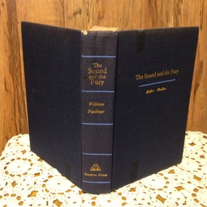 Sound And The Fury by William Faulkner Copyright 1956 Blue Cloth Hardcover Ex-Library damage 8&quot; X 5.5&quot; X 1.25&quot;