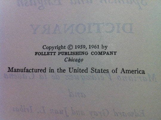 New Revised Velazquez Spanish and English Dictionary First Part Follett ...