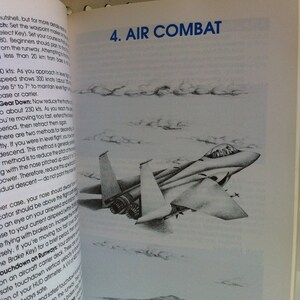 May include: A black and white illustration of a fighter jet flying in the sky. The text "4. AIR COMBAT" is printed in blue at the top of the page.