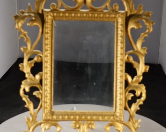 Antique Vintage Rectangle Picture Frame Scrolled Etched Filigree Celluloid Victorian Style Print Glass Table Top Home Decor Collectable Rare