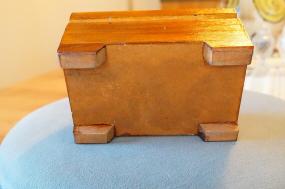 Antique Vintage Rectangle Trinket Jewelry Box Fan… - image 7