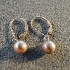 Vintage Art Deco Style Sterling Silver Round Ball Design Leverback Dangle Pierced Earrings Jewelry    K#4