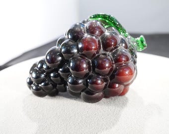 Antique Vintage Art Glass Grape Cluster Sculpture Raised Relief