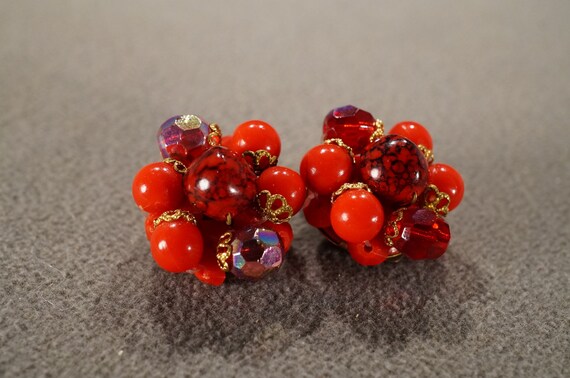 Vintage Art Deco Style Glass Beads Red Double Str… - image 7