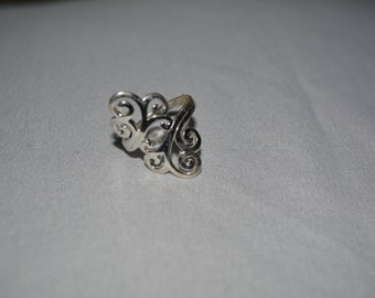 vintage sterling silver statement ring with large freeform scrolling design stamped size 7  **M5