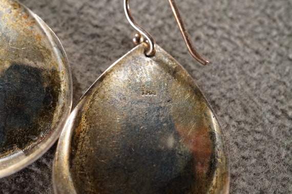 vintage sterling silver statement dangle drop ear… - image 5
