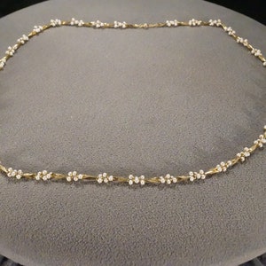 Vintage Art Deco Style Yellow Gold Tone Faux Pearl Beaded Necklace Dangle Necklace Jewelry   K#13