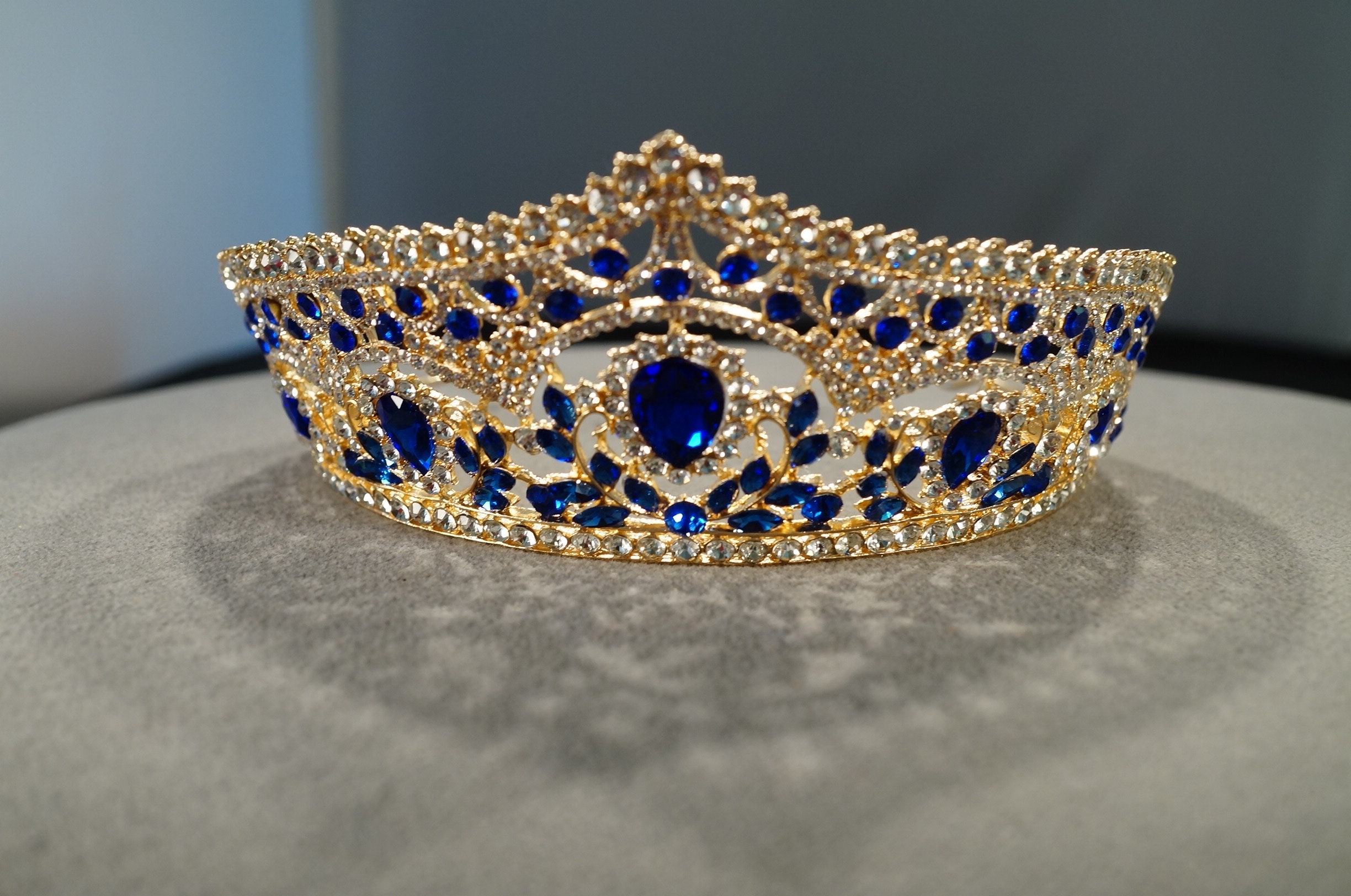 Vintage Rhinestone Tiara Set Gold Bridal Prom Crown Lot Vintage Royal Queen Teardrop Rhinestone Diadem Tiaras Crown  main image 4