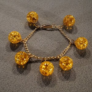 Vintage Art Deco Style Yellow Gold tone Genuine Sea Shell Pendant Dangle Line Link Bracelet Jewelry    K#25B1