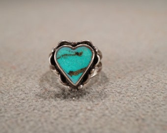 Vintage Navajo Turquoise Ring, Bell Trading Post Sterling Silver