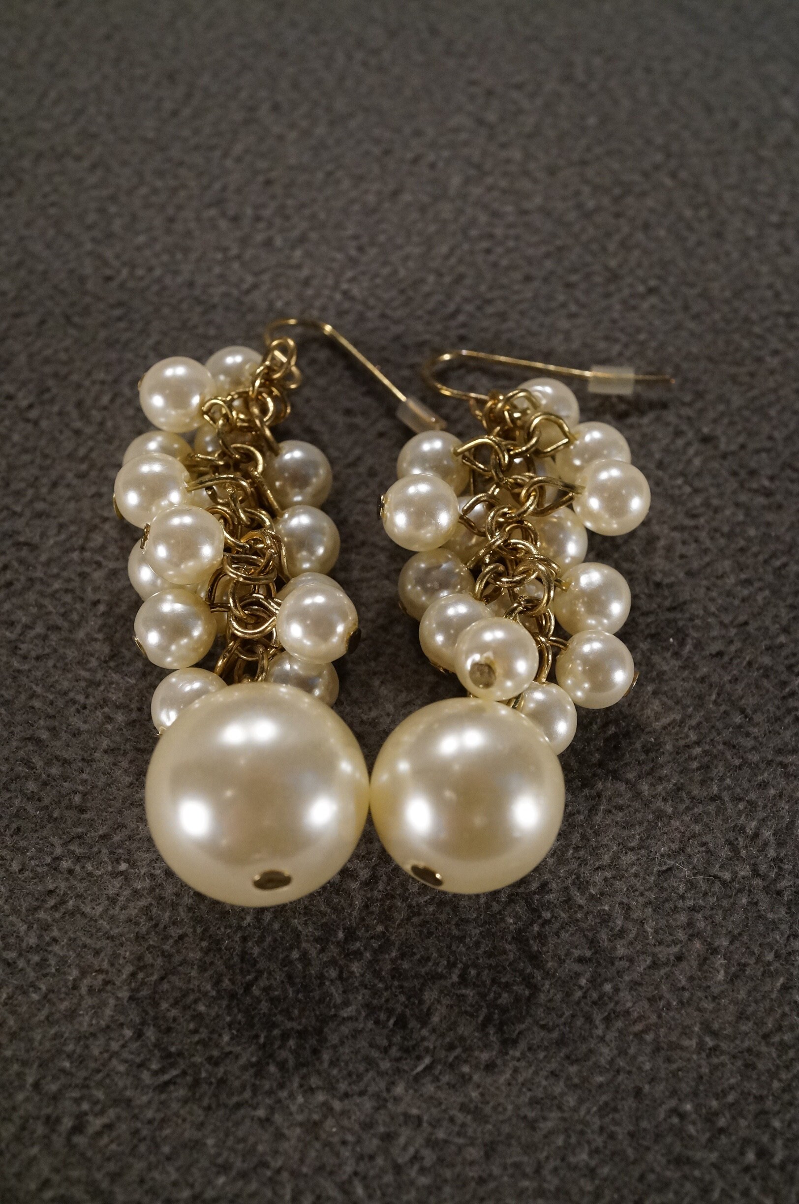 Lot De 3 Paires De Boucles D'oreilles Vintage Perles Dorées Tressées