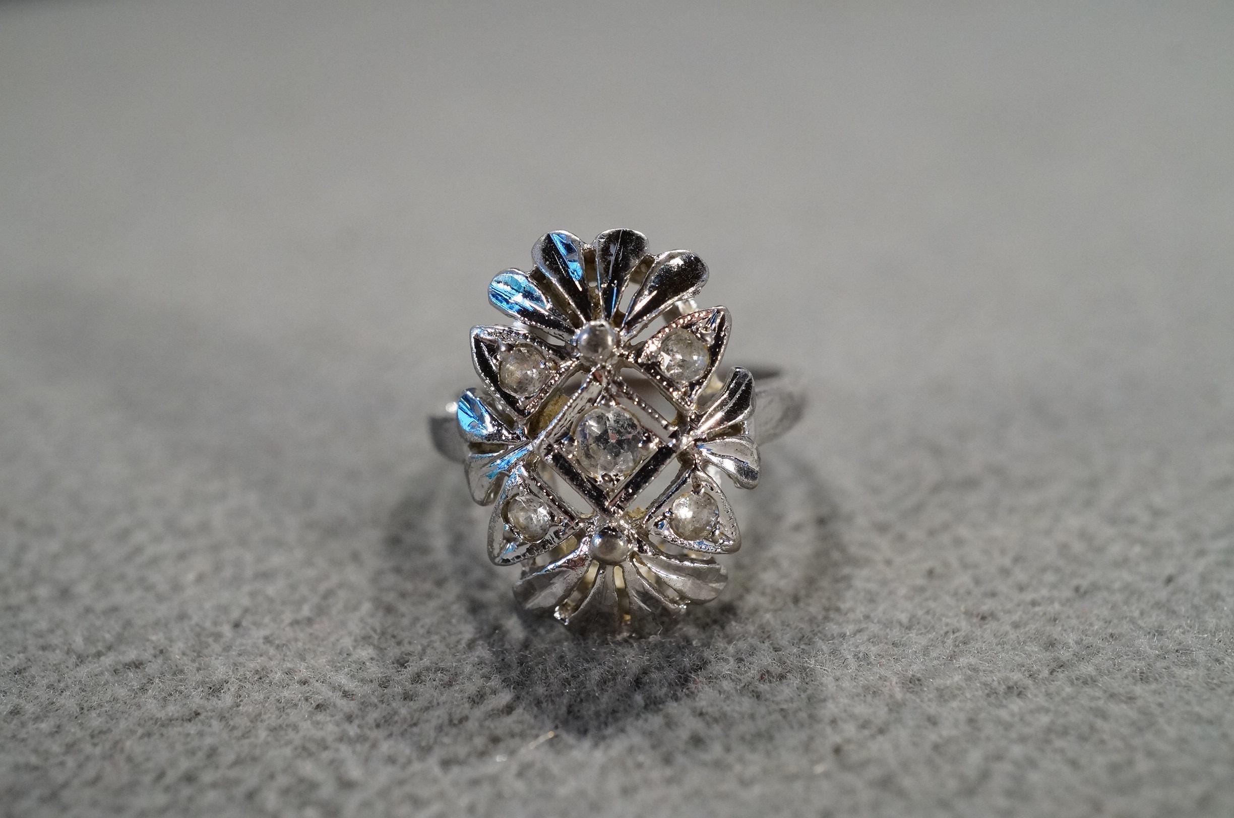 Upstead Rings Vintage Wedding Band Stacker Design Ring Sterling Silver 5 Round Prong ...