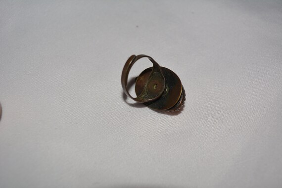 vinage brass statement ring with large leaf and l… - image 5