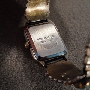 Vintage Wrist Quartz Movement Watch Sterling Silver 5 Oval Rectangle Malachite Etched Scrolled Raised Relief Southwestern Style Artist #1308 bild 5