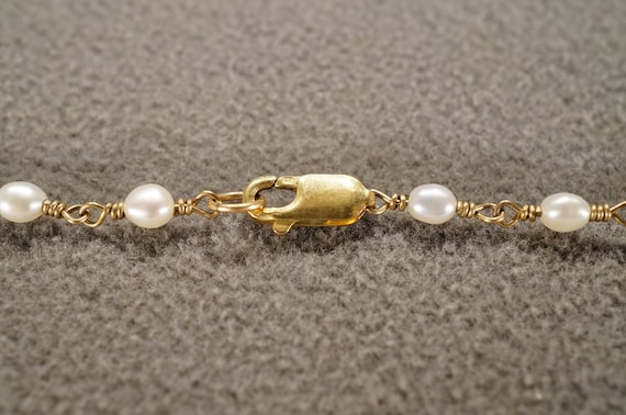 Vintage Lavaliere Tennis Design Necklace Chain 14… - image 4