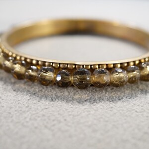 Vintage Art Deco Style Brass Glass Beads Round Stackable Bracelet Jewelry    K#6