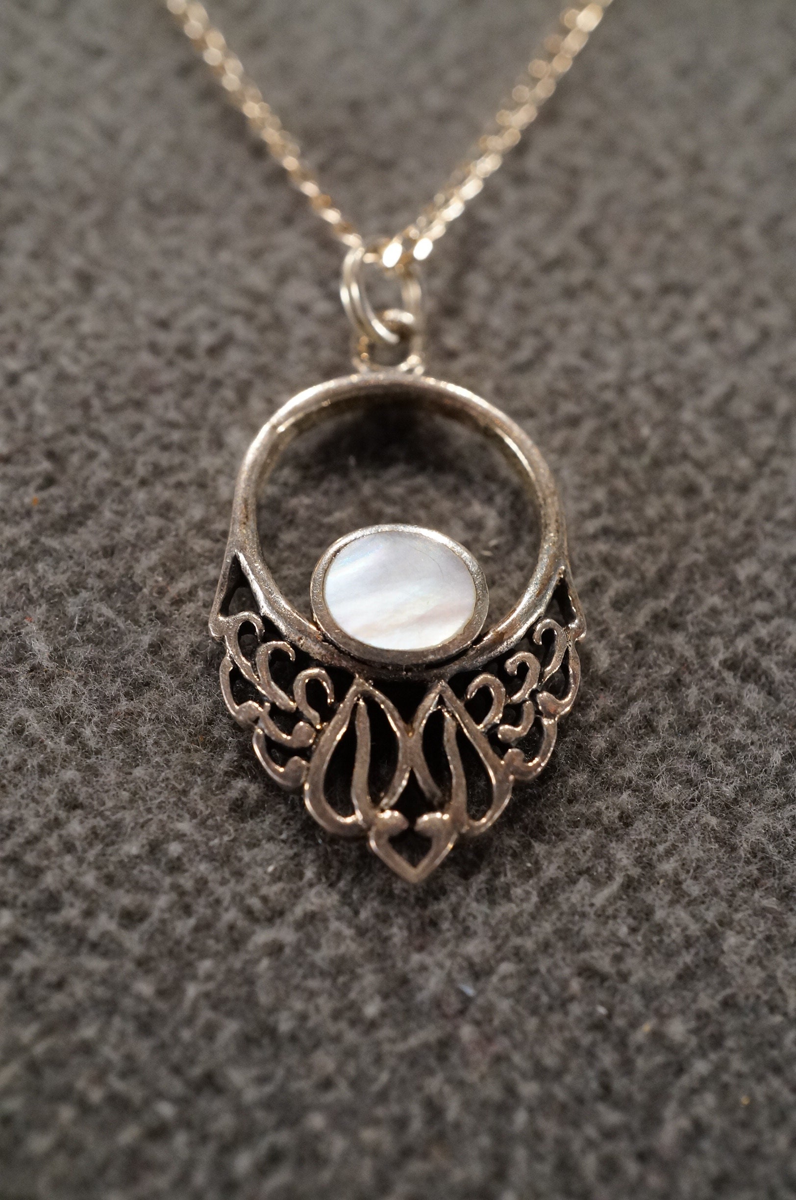 Vintage Sterling Silver Statement Necklace and Pendant With