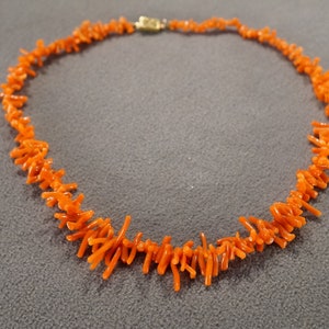 Vintage Victorian Style Yellow gold Branch Coral Tennis Design Necklace Multi Size Classic Collectable Bead Stone Artist     #2706