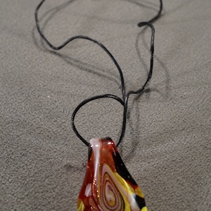 Vintage Art Deco Style Italian Murano Venetian Art Glass Pendant Dangle Rope Chain Necklace Jewelry    K#20