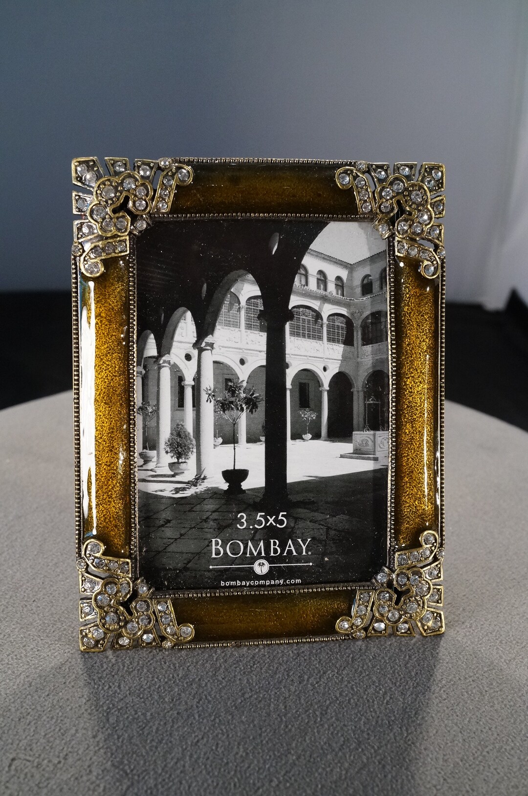 Vintage Yellow Gold Tone Rectangle Picture Frame Enameled Raised Relief ...