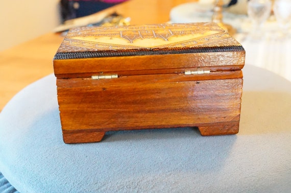 Antique Vintage Rectangle Trinket Jewelry Box Fan… - image 6