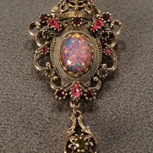 Vintage Gold Tone Pin Brooch Round Marquise Prong Set Pink  display picture 1