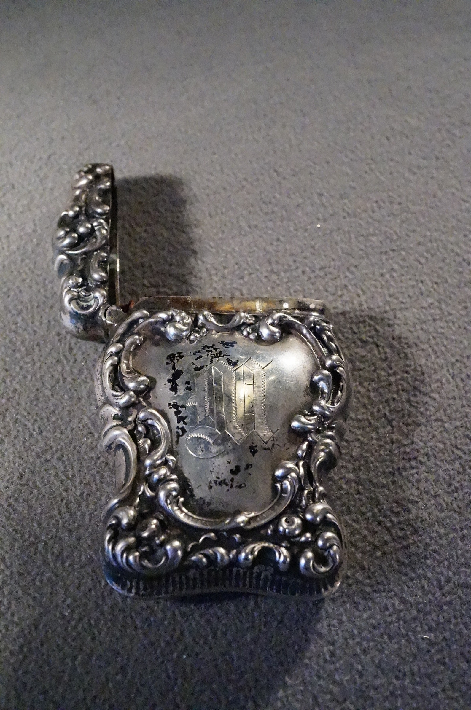 Antique Vintage English Sterling Silver Match Safe Vesta Holder ...