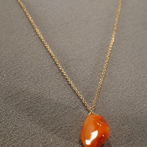 Vintage Art Deco Style Yellow Gold Tone Agate Pendant Dangle Necklace Jewelry    K#28A