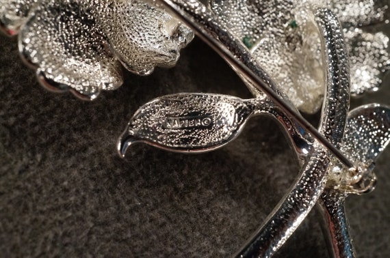 Antique Vintage Silver Tone Pin Brooch Round Clea… - image 5