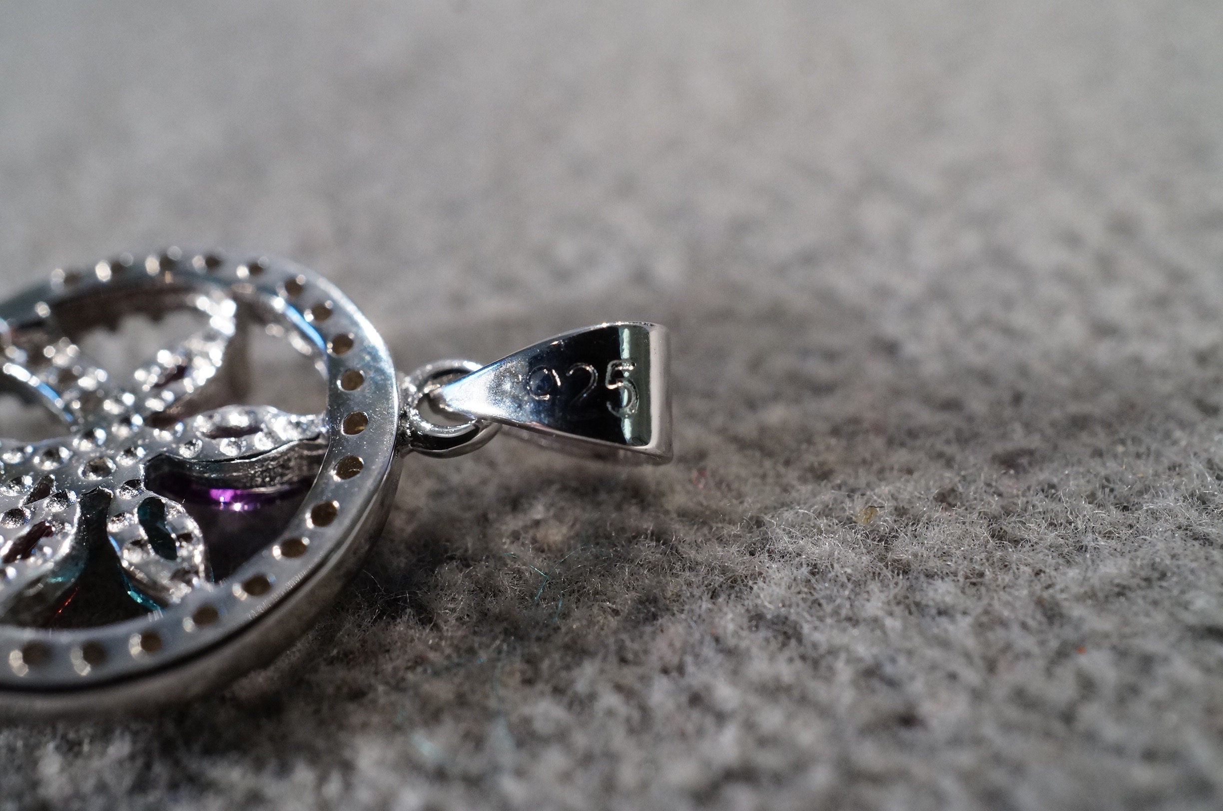 Vintage Art Deco Style Sterling Silver Glass Stone